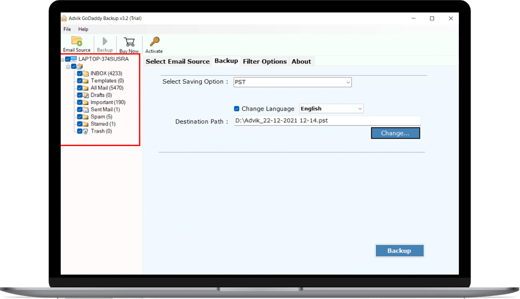 godaddy email backup software